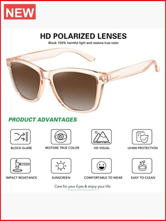 Retro Trendy Polarized Sunglasses UV Protection for Women Men Wrap Around Square